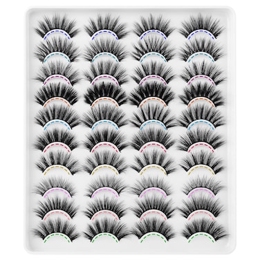 JIMIRE 20 Pairs False Eyelashes 10 Styles Lashes Variety Pack Fluffy Wispy Round Volume Lashes Faux Mink Cat Eye Lashes