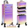 Rolling Makeup Train Case Large Storage Cosmetic Trolley 5 in 1 Large Capacity Trolley Makeup Travel Case with Key Swivel Wheels Salon Barber Case Traveling Cart Trunk, Colorful