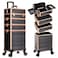 4 in 1 Professional Makeup Train Case Aluminum Cosmetic Case Rolling Makeup Case Extra Large Trolley Makeup Travel Organizer, with 360&deg; Swivel Wheels for Make Up Hairstylists Nail Tech, Black