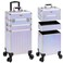 3 in 1 Rolling Makeup Train Case Professional Cosmetic Trolley Large Storage with Keys Swivel Wheels Salon Barber Case Traveling Cart Trunk for Make Up Hairstylists Nail Tech