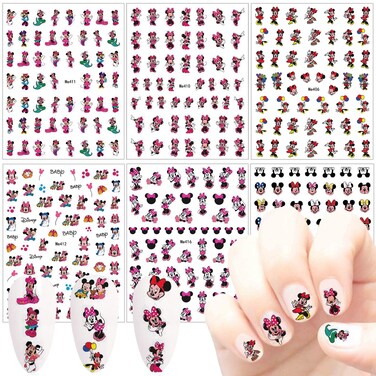 6 Sheets Cute Nail Art Stickers Decals 3D Self Adhesive Cute Design Nail Art Supplies Charm Cute Cartoon Nail Stickers Anime Nail Decals for Women Acrylic Nail DIY Manicure Tips Decorations