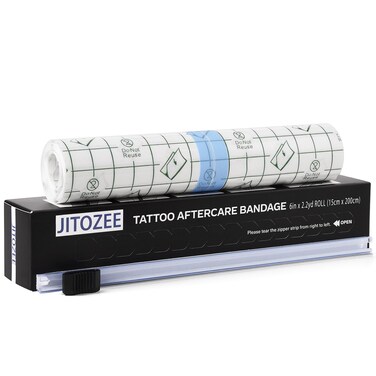Tattoo Aftercare Bandage (6'' x 2.2yd with Sliding Knife) - Second Skin Tattoo Cover up Tape - Adhesive Tattoo Wraps Bandages - Tattoo Healing Wrap - Tattoo Protection Breathable Waterproof