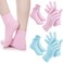 Jiuguva 4 Pairs Moisturizing Gloves Socks Set Gel Aloe Gloves Infused Lotion Gloves Heel Socks for Dry Cracked Feet Women Men (Blue, Pink)