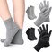 Jiuguva 4 Pairs Moisturizing Gloves Socks Set Gel Aloe Gloves Infused Lotion Gloves Heel Socks for Dry Cracked Feet Women Men (Black, Gray)