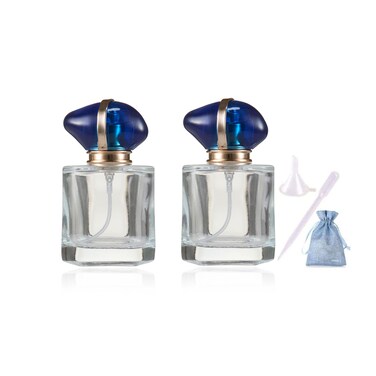 2 Pack 30ml / 1 Oz Transparent Refillable Perfume Bottle, Portable Square Empty Glass Perfume Atomizer Bottle with Spray Applicator (2 Pack 30ml / 1.oz. Transparent)