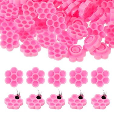 100 Pieces Lash Glue Holder, Lash Glue Flower Cups, Eyelash Extension Glue Holder, Lash Glue Tray Glue Holder Glue Rings Lash Extension for Women Girls Eyelash Extension Supplies (100)