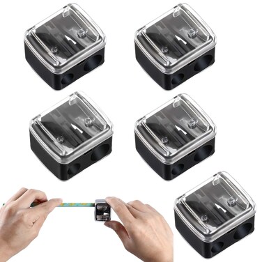 5 Pack Make Up Pencil Sharpener, Plastic Lip Liner Pencil Sharpener Sharpener Small Eyeliner Sharpener Manual Cosmetic Pencil Sharpener for Eyeliner Lip Liner Pencils (Black)