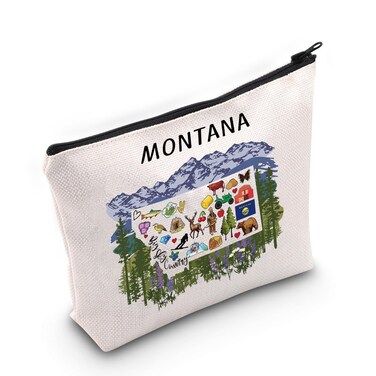 JNIAP Montana Lover Gift Montana State Cosmetic Bag Montana Map Gift Western Gift (Montana Bag)