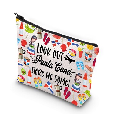 JNIAP Punta Cana Makeup Bag Punta Cana Dominican Republic Souvenir Punta Cana Beach Gifts Punta Cana Holidays Zipper Bag (Look Out Punta Cana)