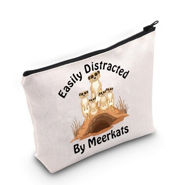 JNIAP Meerkat Lover Gift Easily Distracted by Meerkats Cosmetic Bag Safari Trip Gift (By Meerkats Bag)