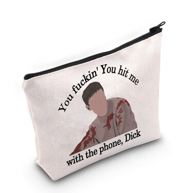 JNIAP Stu-Macher Cosmetic Bag Scary Horror Movie Themed Makeup Pouch You Hit Me With The Phone Horror Fans Gift Travel Bag(with the)