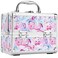 Joligrace Makeup Train Case Portable Cosmetic Box Jewelry Organizer Lockable with Keys and Mirror 2-Tier Trays for Makeup Artists Craft Nail Kits Sewing Box Traveling Makeup Storage Case Pink