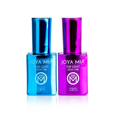 JOYA MIA - Base and Top Coat Nail Polish, Gel Polish Set, No Wipe Gel Top Coat + Gel Base Coat, Soak-Off Gel Nail Coats, Super Adhesive &amp; Long-Lasting, High-Gloss Finish, 15 ml each