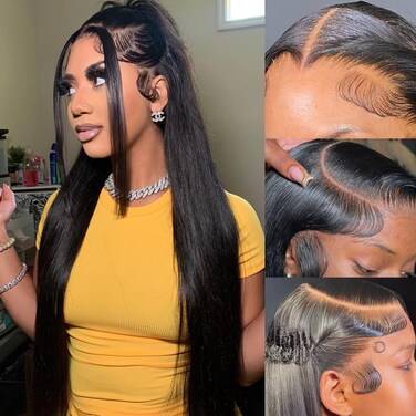 28 Inch 13x6 HD Lace Front Wigs Human Hair Straight 180% Density Human Hair Wig 13x6 Straight Wigs for Women Glueless 13x6 Lace Front Wigs Human Hair Pre Plucked Lace Front Wigs