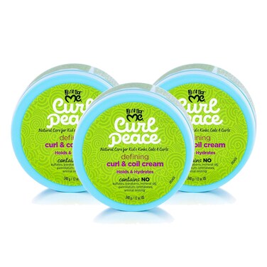 Just For Me Curl Peace Defining Curl &amp; Coil Cream (3 Pack) - Holds &amp; Hydrates, Contains Flaxseed, Avocado Oil &amp; Black Castor Oil, No Animal Testing, 12 oz