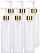 8 oz Clear Natural Refillable Plastic Squeeze Bottle with Gold Lotion Pump Dispenser (6 Pack)