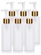 4 oz / 120 ml Clear Natural Large Refillable Plastic Squeeze Bottle with Gold Lotion Pump Dispenser (6 Pack)