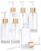 JUVITUS 4 oz / 120 ml Clear Plastic PET Boston Round Bottle (BPA Free) with Gold Lotion Pump (6 pack)
