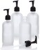 JUVITUS 8 oz / 240 ml Frosted Clear Glass Boston Round Bottle with Black Lotion Pump (4 pack)