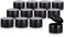 JUVITUS 8 oz Black PET Plastic Low Profile Jar with Black Flip Top Cap (12 Pack)