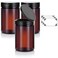 (3 pack) 25 oz Amber PET Plastic Jar with Black Flip Top Cap + Labels