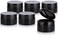 Black PET Plastic (BPA Free) Refillable Low Profile Jar with Black Flip Top Cap - 8 oz (6 Pack)
