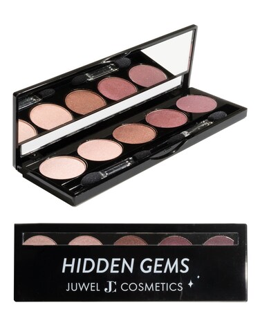 Juwel Cosmetics Eye Shadow Palette, Talc-Free Highly Pigmented Pressed Powder, Eye Makeup Palette that Blends Perfectly, 5 Shades of Paraben-Free and Sulfate-Free Eyeshadow, Hidden Gems