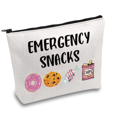 JXGZSO Emergency Snacks Food Makeup Bag Foodie Zipper Cosmetic Bag Food Safe Bag Snack Lover Gift Snacks Storage Bag