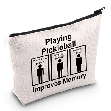 JXGZSO Pickleball Cosmetic Bag Playing Pickleball Improves Memory Cosmetic Bag Pickleball Player Makeup Bag Pickleball Lover Gift (Improves Memory BAG)