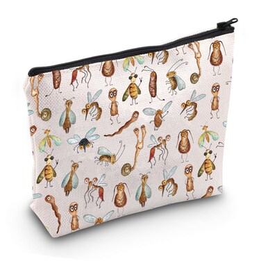 JXGZSO Bug Cosmetic Bag Entomology Pouch Bag Entomologist Gift Naturalist Gift Biologist Gift Nature lover Gift Insect Lover Gift (Bug Bag)