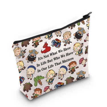 JXGZSO Funny Dunmesh Gift Dungeon Meshi Characters Makeup Bag Dungeon Anime Lover Gift Dungeon Foodie Zipper Cosmetic Bag