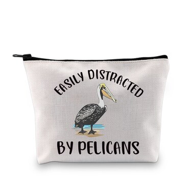 JXGZSO Funny Pelican Gift Easily Distracred By Pelicans Mkeup Bag Pelecanus Gift Animal Lover Cosmetic Bag
