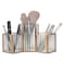 K COOL Makeup Brush Holder Organizer, 3 Slot Gold Metal Cosmetics Brushes Storage, Brushes Cup for Vanity, Desk, Dresser, Bathroom, Bedroom, Countertops, Pen Pencil Holder