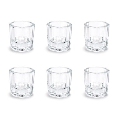 KADS 6 Pack Dappen Dish Cups for Nail Art Acrylic Liquid - Clear Glass Nail Monomer Liquid Bowl Dappen Dish Acrylic Powder Holder, Acrylic Glass Jar for Nails