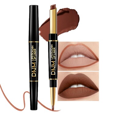 Kaely 2in1 Dark Deep Brown Matte Lip Liner &amp; Lipstick Combo Set Kit for Women, DNM Magic Neutral Lipstick 24 Hours Original Lipstick &amp; Lips Liner Pencil Stain Gloss Makeup Long Lasting Waterproof 39