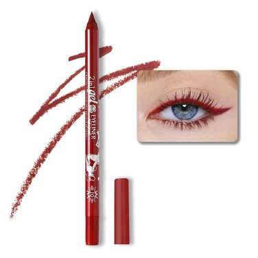 Kaely Red Waterline Pencil Eyeliner, Sharpenable Multi-Use Gel Eyeliner Pencil, Eye Liner Waterproof Smudge proof, Smooth Eye Makeup Liners, delineador de ojos contra el agua, 10