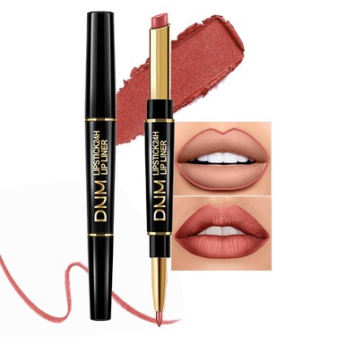 Kaely 2in1 Rose Gold Metallic Lip Liner &amp; Lipstick Set Kit for Women, DNM Lips Kit with Lip Liner Lip Stains Long Lasting Waterproof 24 Hour Lipstick and Lip Liners Combo Lipliners Pencil Set 07