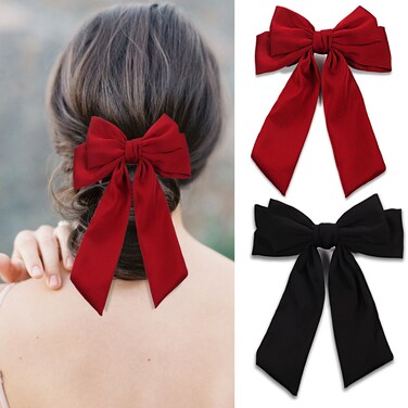 KAGNAL Silky Satin Hair Accessories: Large French Clip Bows for Women and Girls - Nice Gift