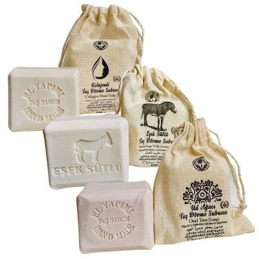 Handmade Soap Bar   100% Natural Soap   Stone Forged Soap   Women &amp; Mens Face &amp; Hand &amp; Body Bar Bath Soap for Shower (Oud Tree, Donkey Milk, Collagen (Pack of 3))