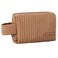 Frenchie Zip Makeup Bag - Small, Elegant Coffee PU Leather Cosmetic Bag for Women, Travel-Friendly with Wide Handle