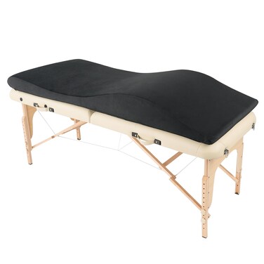 KCC Massage Table Topper, Curved Lash Bed Foam Cushion, Beauty Salon Bed with Removable Cover,Black（28in）