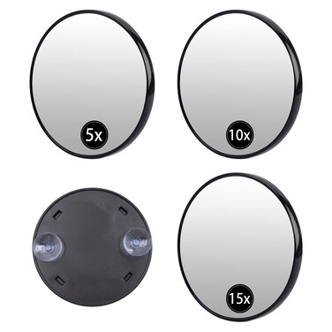 5X 10X 15X Magnifying Mirror Makeup Mirror with Suction Cup Magnification Round Mirror for Makeup Application, Tweezing, Exquisite Makeup, and Blackhead/Blemish Removal, 3pcs
