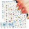 Butterfly Nail Art Stickers, 6 Sheets Acrylic Decals Blue Purple Yellow Pink Self-Adhesive Manicure Supplies for Women and Girls