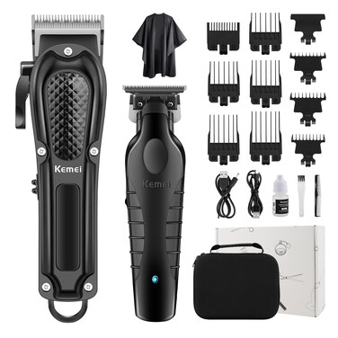 KEMEI Professional Hair Clippers Set for Men, Cordless Rechargeable Barber Clippers &amp; Trimmers Kit, Clippers for Hair Cutting, Gifts for Men