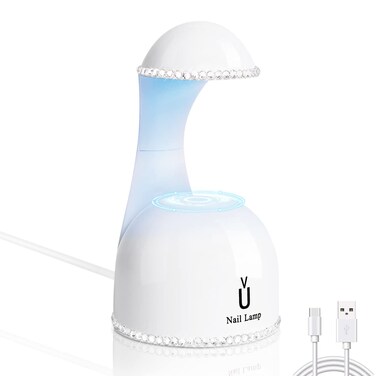 Kepma UV Led Nail Lamp Mini Smart Touch uv Light for Nails Tips Gel Glue Gel Nail Polish Polygel Gel x Nail Glue (White)