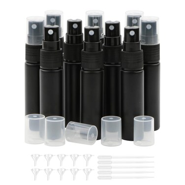 Kesell 10Pcs 10ml Spray Bottle Frosted Fine Mist Spray Bottle Refillable Perfume Atomizer Small Black Spray Bottle Portable Sample Cosmetic Container for Travel