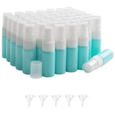 Kesell 10ml Glass Spray Bottle for Perfume Small Empty Refillable Travel Fine Mist Sprayer Bottle, for Cleaning, Aromatherapy Dispenser (Blue, 40pcs)