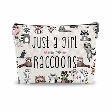 Funny Makeup Bag Gift, Who Loves Raccoon, Motivational Travel Bag, Full Prints Animals Theme Toiletry Bag For Women, Birthday Gift, Women Accessories - (A010)