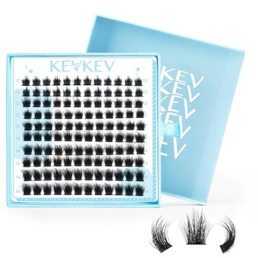KevKev Lash Clusters 3D Fluffy Cluster Lashes 120 Pcs DIY Lash Extensions Mixed C/D Eyelash Clusters Individual Lashes Cluster Thin Band &amp; Soft Resuable Lashes(Iris,10-16mix)