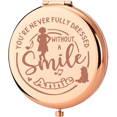 KEYCHIN Orphans Annie Pocket Mirror Annie The Musical Gifts You're Never Fully Dressed Without A Smile Annie Compact Makeup Mirror (Without A Smile-RG)